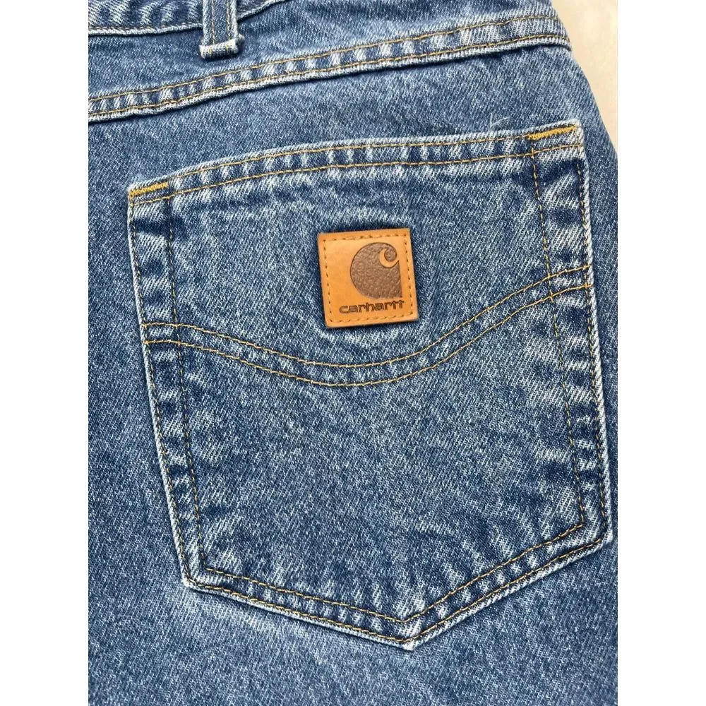 Carhartt Jeans Mens 46x30 B17 DST 100% Cotton Relaxed Fit Tapered Leg Denim Blue